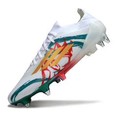 Chuteira Campo Adidas F50 Primeknit Elite SG Trava Mista Branca, Vermelha e Verde