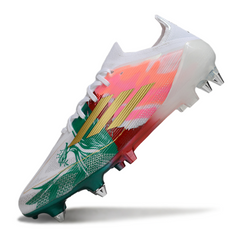 Chuteira Campo Adidas F50 Primeknit Elite SG Trava Mista Branca, Verde e Vermelha