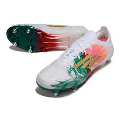 Chuteira Campo Adidas F50 Primeknit Elite SG Trava Mista Branca, Verde e Vermelha