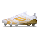Botas de fútbol Adidas F50 Primeknit Elite SG mixtas en blanco y dorado