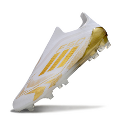 Chuteira Campo Adidas F50 Elite Sem Cadarço FG Branca e Dourada
