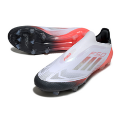 Chuteira Campo Adidas F50 Elite Sem Cadarço FG Branco, Laranja e Cinza