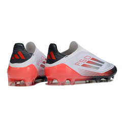 Chuteira Campo FG Adidas F50 Elite Sem Cadarço Branca Laranja e Cinza