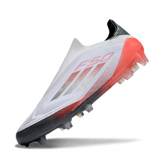 Chuteira Campo Adidas F50 Elite Sem Cadarço FG Branco, Laranja e Cinza