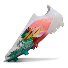 Chuteira Campo FG Adidas F50 Elite Sem Cadarço Branca, Vermelha e Verde