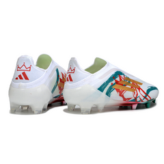 Chuteira Campo Adidas F50 Elite Sem Cadarço FG Branca, Vermelha e Verde