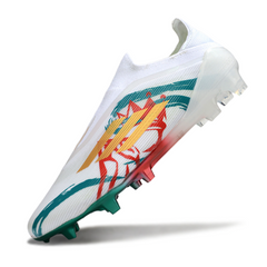 Chuteira Campo Adidas F50 Elite Sem Cadarço FG Branca, Vermelha e Verde