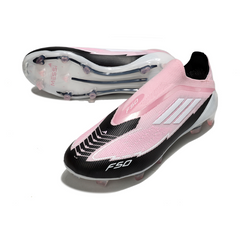 Chuteira Campo Adidas F50 Elite Sem Cadarço FG Rosa Claro e Preta