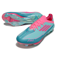 Chuteira Campo Adidas F50+ Elite FG Azul Claro e Rosa