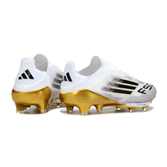 Chuteira Campo FG Adidas F50+ Elite Branca Preta e Dourada