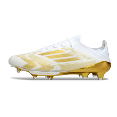 Chuteira Campo FG Adidas F50+ Elite Branca e Dourada