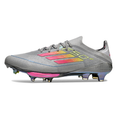 Chuteira Campo Adidas F50+ Elite SG Trava Mista Cinza, Rosa e Amarelo
