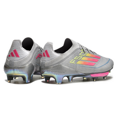 Chuteira Campo Adidas F50+ Elite SG Trava Mista Cinza, Rosa e Amarelo