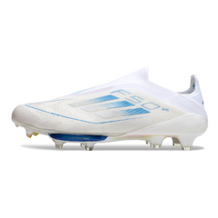 Botas de fútbol Adidas F50+ Elite Laceless FG blancas y azules