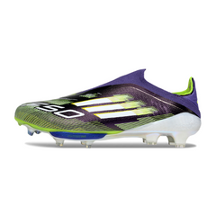Chuteira Campo FG Adidas F50+ Elite Sem Cadarço Roxa e Verde