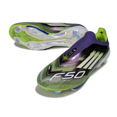 Chuteira Campo FG Adidas F50+ Elite Sem Cadarço Roxa e Verde