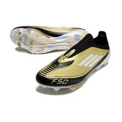 Chuteira Campo FG Adidas F50+ Elite Sem Cadarço Preta e Amarela