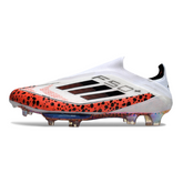 Chuteira Campo Adidas F50+ Elite Sem Cadarço FG Branco e Laranja