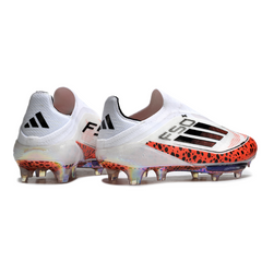 Chuteira Campo Adidas F50+ Elite Sem Cadarço FG Branco e Laranja