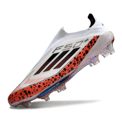 Chuteira Campo Adidas F50+ Elite Sem Cadarço FG Branco e Laranja