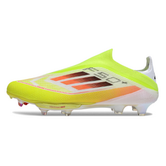 Chuteira Campo Adidas F50+ Elite Sem Cadarço FG Verde, Branco e Laranja