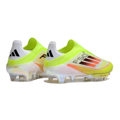 Chuteira Campo Adidas F50+ Elite Sem Cadarço FG Verde, Branco e Laranja
