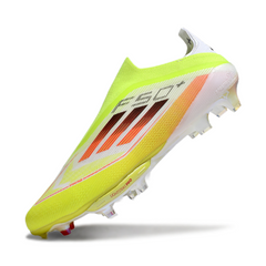 Chuteira Campo Adidas F50+ Elite Sem Cadarço FG Verde, Branco e Laranja
