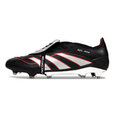 Chuteira Campo Adidas Predator 25 Elite Com Lingua FG Preta, Prata e Vermelha