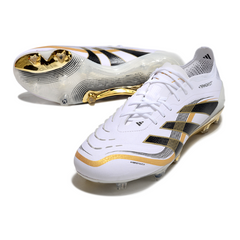 Chuteira Campo FG Adidas Predator 25 Elite Branca e Dourada