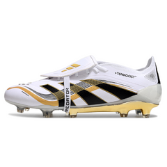 Chuteira Campo FG Adidas Predator 25 Elite Com Língua Branca e Dourada