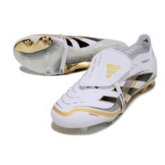 Chuteira Campo FG Adidas Predator 25 Elite Com Língua Branca e Dourada