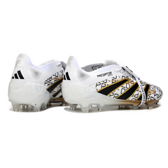 Chuteira Campo Adidas Predator 25 Elite Com Lingua FG Branca, Dourada e Preta