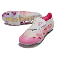 Chuteira Campo Adidas Predator 25 Elite Com Lingua FG Branca e Rosa