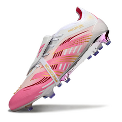 Chuteira Campo Adidas Predator 25 Elite Com Lingua FG Branca e Rosa