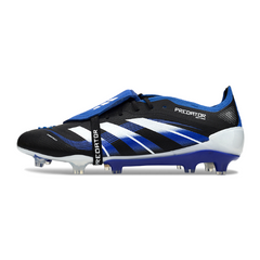 Chuteira Campo FG Adidas Predator 25 Elite Com Língua Preta, Branca e Azul