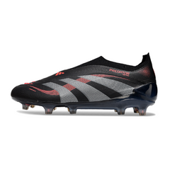 Chuteira Campo Adidas Predator 25 Elite Sem Cadarço FG Preta e Vermelha