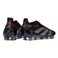 Chuteira Campo FG Adidas Predator 25 Elite Sem Cadarço Preta e Vermelha