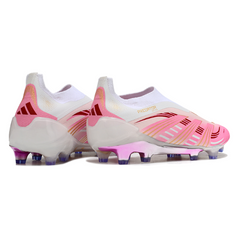 Adidas Predator 25 Elite Laceless FG White and Pink Football Boots