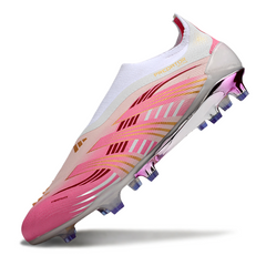 Adidas Predator 25 Elite Laceless FG White and Pink Football Boots