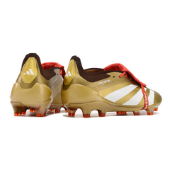 Chuteira Campo Adidas Predator 30 Elite Com Lingua FG Dourada e Vermelha