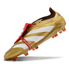 Chuteira Campo Adidas Predator 30 Elite Com Lingua FG Dourada e Vermelha