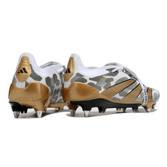 Chuteira Campo Adidas Predator 30 Elite Com Lingua SG Trava Mista Branco, Cinza e Amarelo