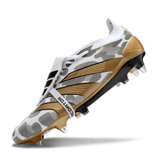 Chuteira Campo Adidas Predator 30 Elite Com Lingua SG Trava Mista Branco, Cinza e Amarelo
