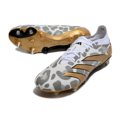 Chuteira Campo Molhado SG Adidas Predator 30 Elite Branca Cinza e Amarela