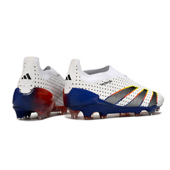 Chuteira Campo FG Adidas Predator 30 Elite Sem Cadarço Branca, Azul e Laranja