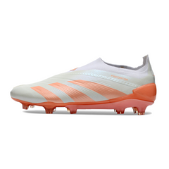 Botas de fútbol Adidas Predator 30 Elite Laceless FG blancas y naranjas