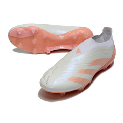 Botas de fútbol Adidas Predator 30 Elite Laceless FG blancas y naranjas