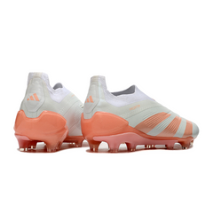 Botas de fútbol Adidas Predator 30 Elite Laceless FG blancas y naranjas