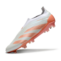 Botas de fútbol Adidas Predator 30 Elite Laceless FG blancas y naranjas
