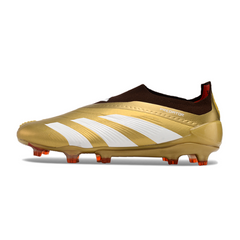 Botas de fútbol Adidas Predator 30 Elite Laceless FG doradas y rojas